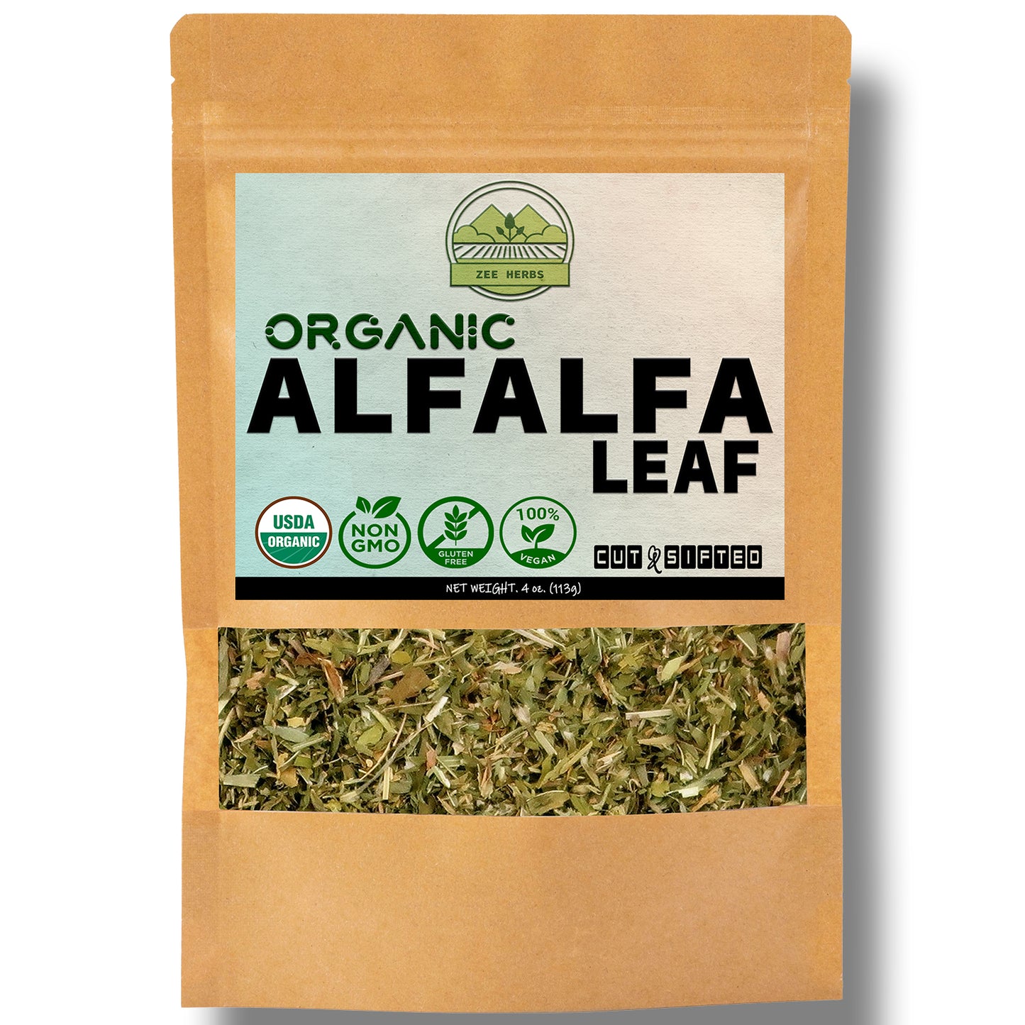 Organic Alfalfa Leaf, Cut & Sifted (Medicago Sativa)