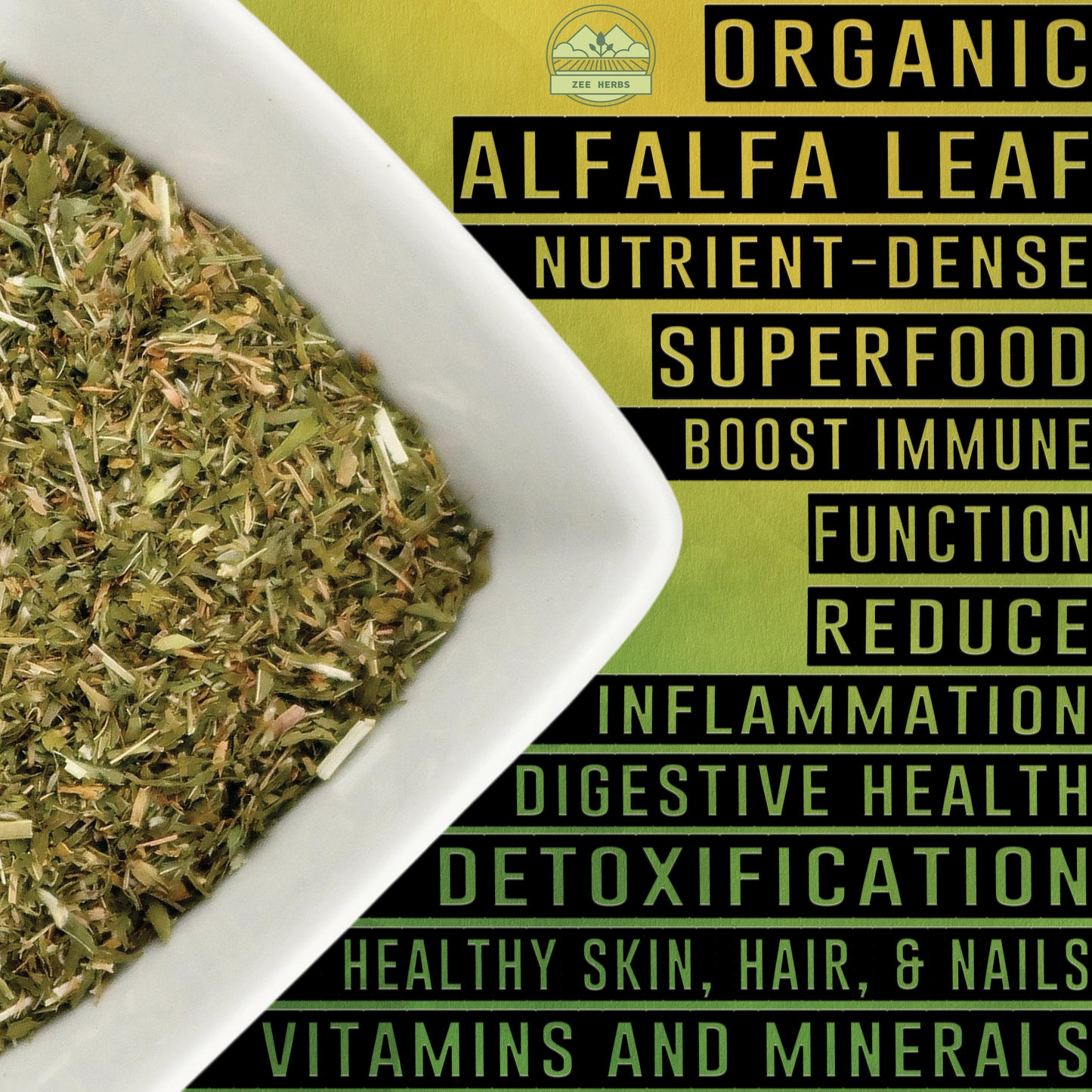 Organic Alfalfa Leaf, Cut & Sifted (Medicago Sativa)